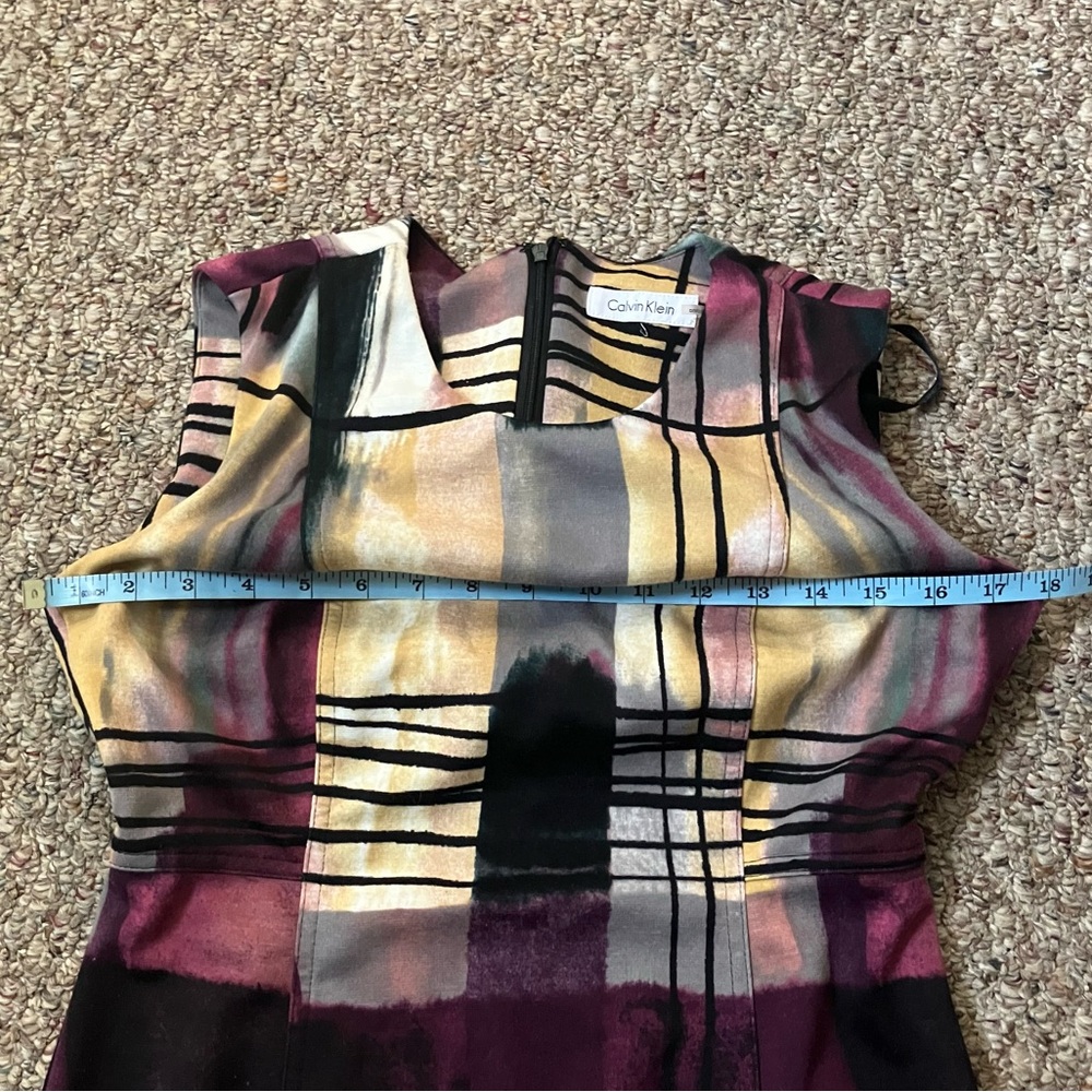 Calvin Klein Sheath Dress Womens Watercolor Geometric Career Professional Office - Picture 8 of 15